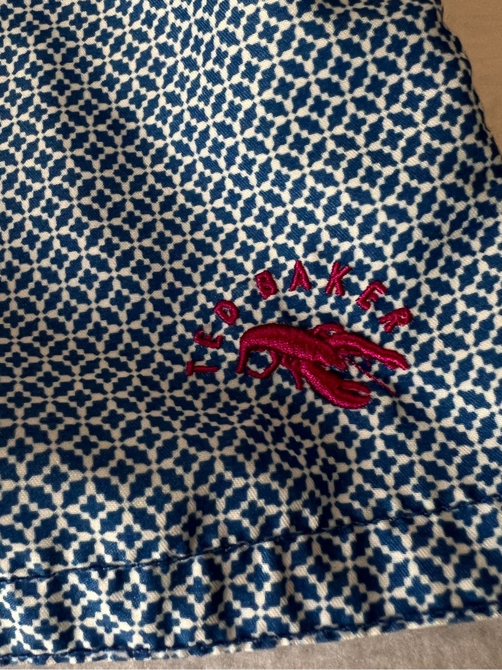 Ted Baker London The Worlds Your Lobster Swim Trunks Blue White Size 5 Large - Picture 3 of 10
